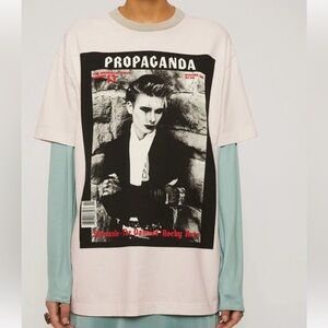 Acne Cream Short Sleeve Tee with Vintage Graphic